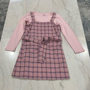 OshKosh B'gosh Pink Checkered Jumper Dress with Belt